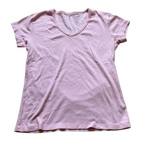Nordstrom pastel pink cotton v-neck shunken baby short sleeve tee shirt Med